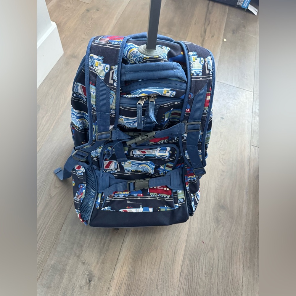 Pottery Barn Kids Mackenzie Rolling Backpack/Luggage Set Train Print - Picture 10 of 11